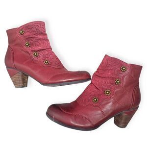 L'artiste Women's Belgard Leather Boots in Bordeaux Red size 38